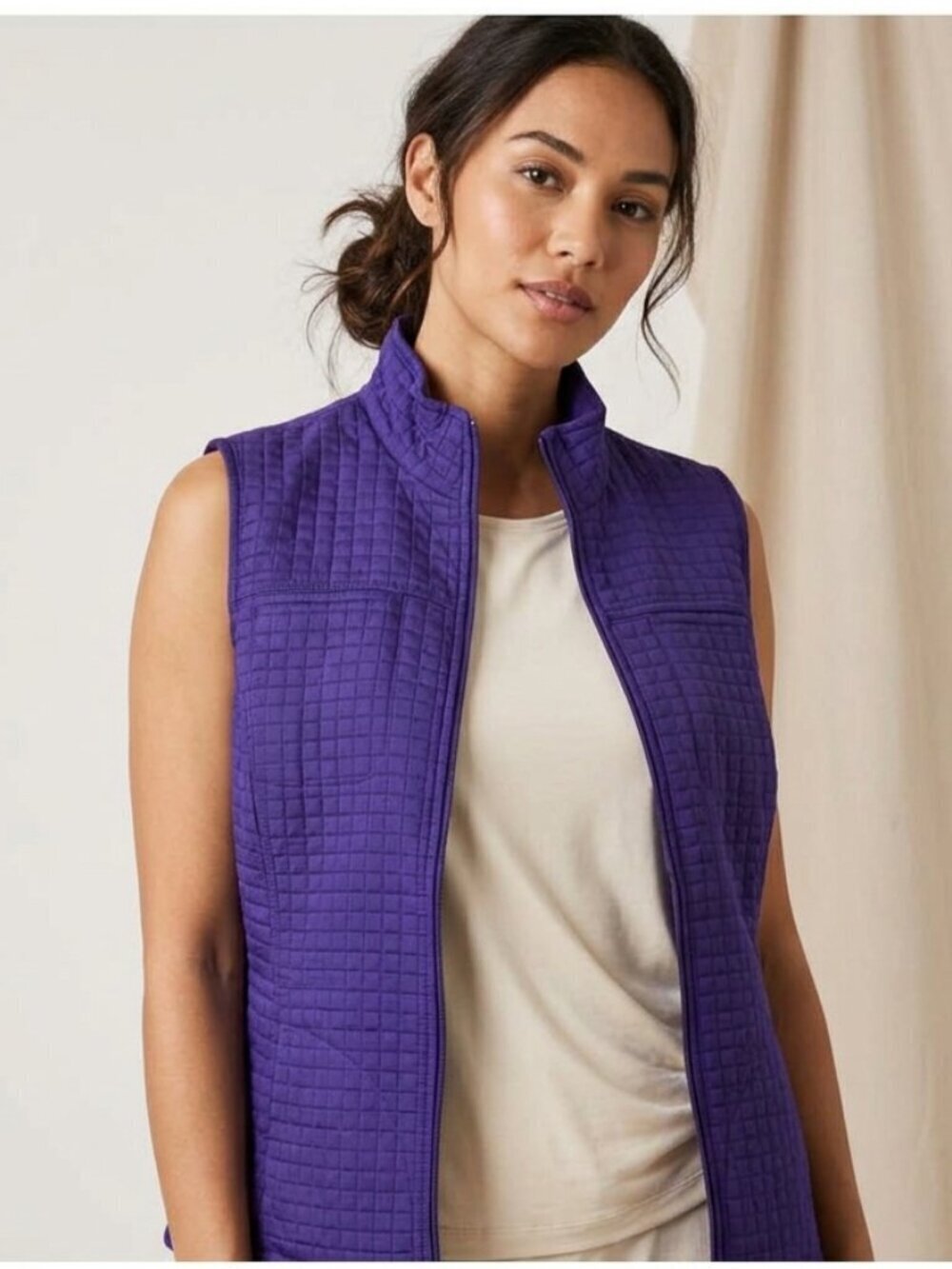 Chico’s Women’s Size 1/8-10 (M) Royal Purple Quilted Front Pockets Puff Vest